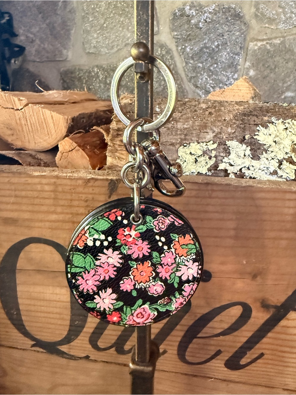 Coach floral mirror key chain bag charm